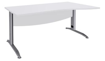 Bureau droit IDRA - Vague à droite - L140 cm - Pieds alu - plateau Blanc