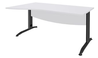 Bureau droit IDRA - Vague à gauche - L160 cm - Pieds anthracite - plateau Blanc