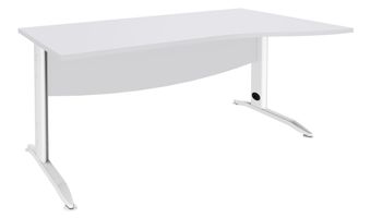 Bureau droit IDRA - Vague à droite - L160 cm - Pieds blancs - plateau Blanc