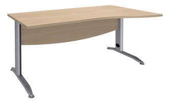 Bureau droit IDRA - Vague à droite - L140 cm - Pieds alu - plateau imitation Chêne