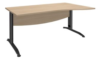 Bureau droit IDRA - Vague à droite - L160 cm - Pieds anthracite - plateau imitation Chêne