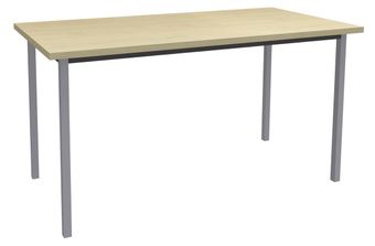 Table de réunion Rectangulaire - 160 x 80 cm - Pieds carrés aluminium - imitation érable