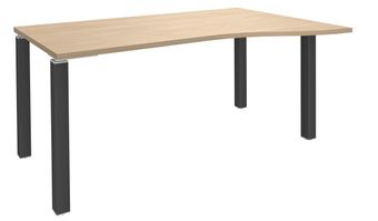 Bureau Vague EXPRIM - L140 cm - Retour droite - Plateau imitation Chêne clair - Pieds carbone