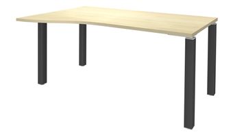 Bureau Vague EXPRIM - L140 cm - Retour gauche - Plateau imitation Erable - Pieds carbone