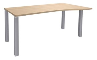 Bureau Vague EXPRIM - L160 cm - Retour droite - Plateau imitation Chêne clair - Pieds alu