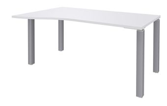 Bureau Vague EXPRIM - L160 cm - Retour gauche - Plateau Blanc perle - Pieds alu