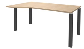 Bureau Vague EXPRIM - L160 cm - Retour gauche - Plateau imitation Chêne clair - Pieds carbone