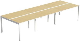 Bureau Bench 6 personnes EASYDESK - soit 6 plateaux L160xP80xH75 cm (L480 x P166) - Hêtre