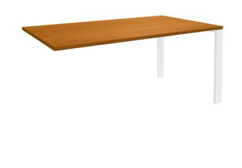 Bureau simple IRIS - L160 cm - Plan suivant - Pieds blanc - plateau imitation Merisier