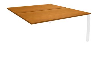 Bureau Bench IRIS - L160 cm - Plan suivant - Pieds blanc - plateau imitation Merisier