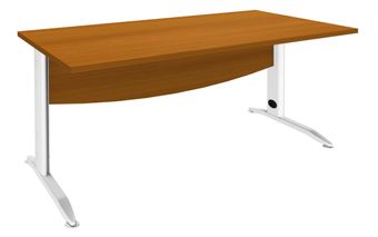 Bureau droit IDRA - L120 cm - Pieds blanc - plateau imitation Merisier