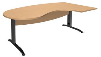 Bureau compact manager retour à droite IDRA - 200 cm - Pied anthracite - Hêtre (Pieds de renfort obligatoire à rajouter - non inclus)