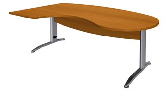 Bureau compact manager retour à gauche IDRA - 200 cm - Pied alu - Merisier (Pieds de renfort obligatoire à rajouter - non inclus)