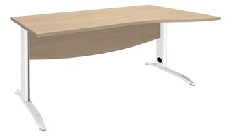Bureau droit IDRA - Vague à droite - L160 cm - Pieds blancs - plateau imitation Chêne