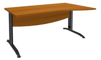 Bureau droit IDRA - Vague à droite - L160 cm - Pieds anthracite - plateau imitation Merisier