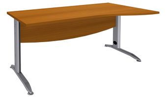 Bureau droit IDRA - Vague à droite - L160 cm - Pieds alu - plateau imitation Merisier