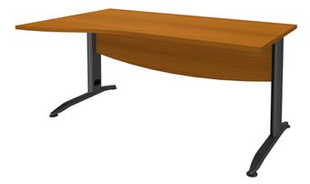 Bureau droit IDRA - Vague à gauche - L160 cm - Pieds anthracite - plateau imitation Merisier