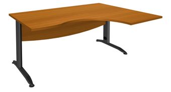 Bureau compact à droite IDRA - L160 cm - Pieds anthracite - plateau imitation Merisier (Pieds de renfort obligatoire à rajouter - non inclus)
