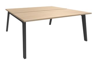Bureau double STEELY - L140 cm - Double face Depart - Pieds carbone - plateau imitation Chêne clair