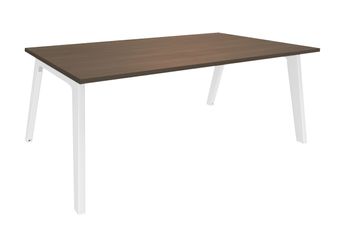 Bureau STEELY Manager - L180 x P100 x H72,5 cm - pieds blanc - plateau imitation noyer