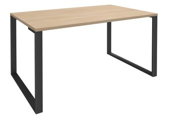 Bureau droit LOFTER - L140 cm - Plateau imitation chêne clair - pied Carbone