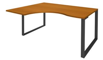 Bureau compact LOFTER - L180 cm - Retour à gauche - Plateau imitation Merisier - pied Carbone - (pied de renfort obligatoire à rajouter - non inclus)