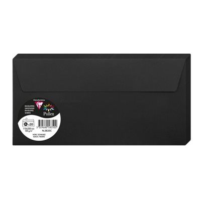 3329680583502-Pollen - 20 Enveloppes - 110 x 220 mm - 120 g/m² - noir-Avant-0