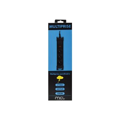3700224762421-MCL PPS-03P - Multiprise parafoudre 3 prises sans interrupteur - parasurtenseur 3500 W-Avant-1