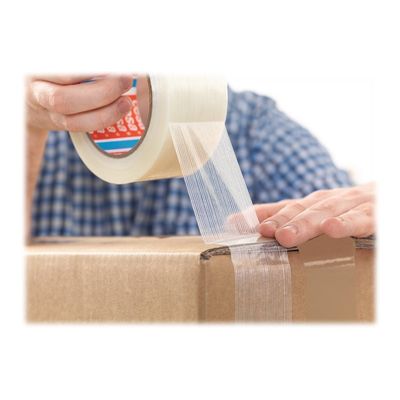 4042448314079-Tesapack - Ruban adhésif d'emballage armé "monofilament" - 50 mm x 50 m-Gros plan-1