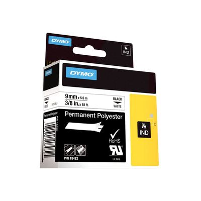 0071701184825-Dymo - Ruban d'étiquettes polyester auto-adhésives - (9 mm x 3,5 m) - fond blanc écritur-Angle gauche-3