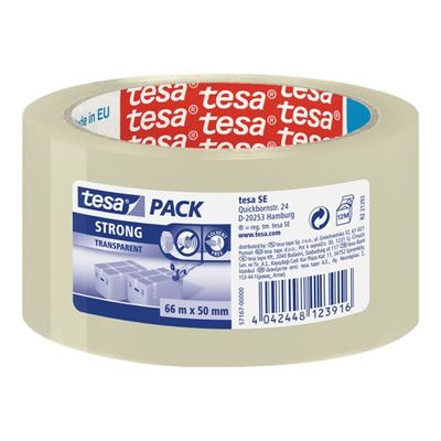 4042448126023-Tesapack Strong - 6 Rubans adhésifs d'emballage - 50 mm x 66 m - transparent-Avant-0