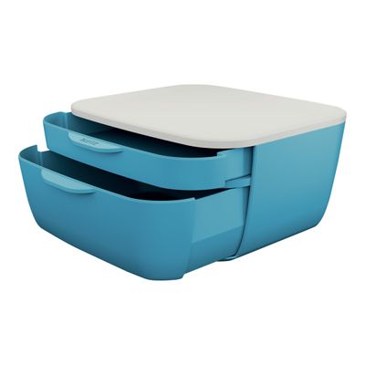 4002432124763-Leitz Cosy - Bloc de classement plastique - 2 tiroirs - bleu-Angle droit-3