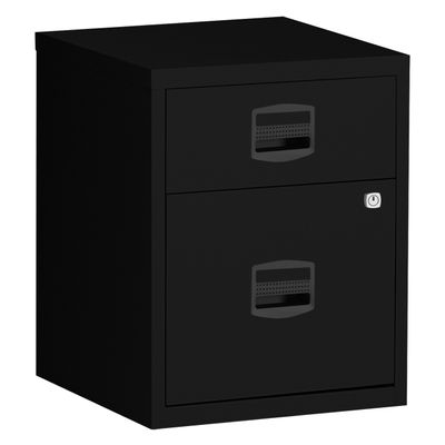 0000012120079-Caisson mobile métallique monobloc - H52 x L41 x P40 cm - 2 tiroirs - noir--0
