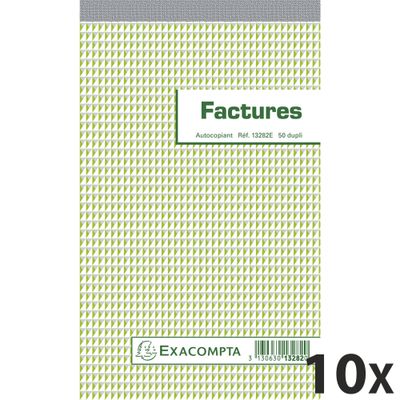 3130632132828-Exacompta - 10 Manifolds Carnets de factures collés en tête - 50 dupli - 22 x 13,5 cm--0