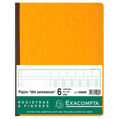 3130632140601-Exacompta - Piqûre à tête paresseuse - 6 colonnes sur 1 page - 32 x 25 cm - 80 pages--1