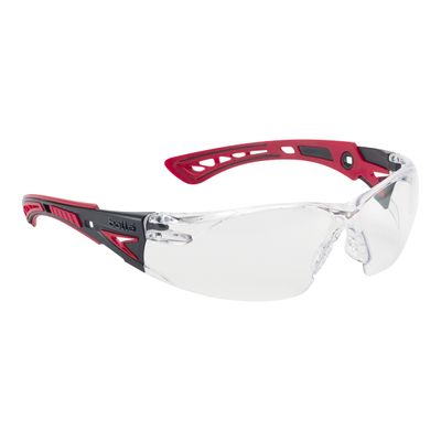 3660740007041-Bollé Safety Rush+ - Lunettes de protection - noir et rouge - incolore-Angle gauche-0