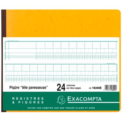 3130632162405-Exacompta - Piqûre à tête paresseuse - 24 colonnes sur 2 pages - 27 x 32 cm - 80 pages--1