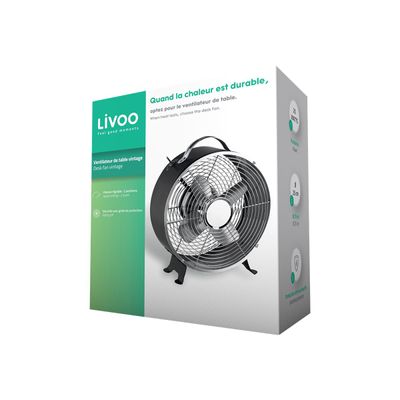 3523930086632-Livoo - Ventilateur de table - 2 vitesses - noir-Angle droit-2