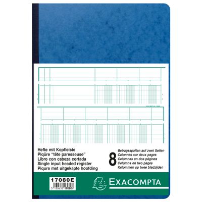 3130632170806-Exacompta - Piqûre à tête paresseuse - 8 colonnes sur 2 pages - 29,7 x 21 cm - 80 pages--1