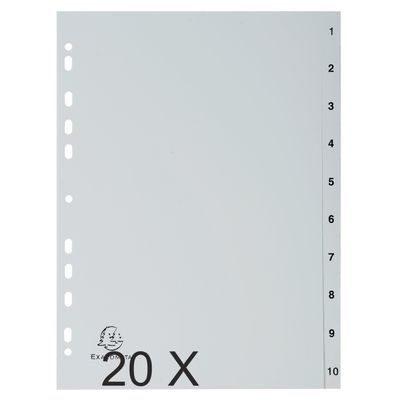 3130630017103-Exacompta - Pack de 20 intercalaires 10 positions numériques - A4 - gris--0