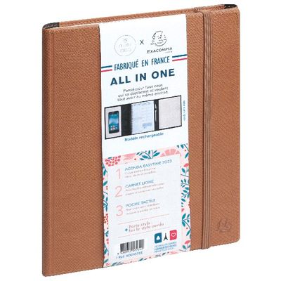 3660942078313-Agenda Mini Labo All in One - 1 semaine sur 2 pages - 15 x 21 cm - camel - Exacompta--0