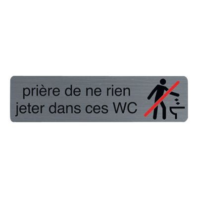 3130630671619-Exacompta - Plaque de signalisation Ne rien jeter dans les WC - 165 x 44 mm - aluminium brossé-Avant-0