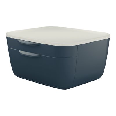 4002432124770-Leitz Cosy - Bloc de classement plastique - 2 tiroirs - gris-Angle droit-0