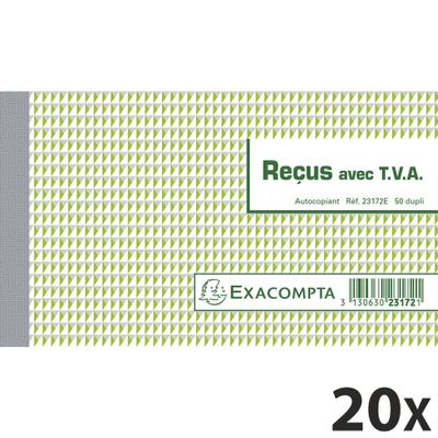 3130632231729-Exacompta - 20 Manifolds Carnets de reçus avec TVA - 50 dupli - 10,5 x 18 cm--0