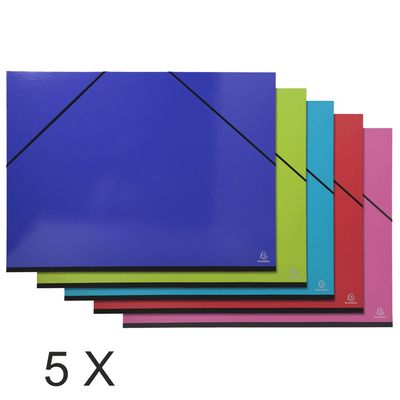 3130632258290-Exacompta - 5 Cartons à dessin à élastiques - 52 x 72 cm - couleurs assorties--0