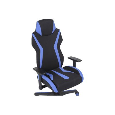 3701338800733-Fauteuil gamer POPER-T - accoudoirs réglables - noir et bleu-Gros plan-7