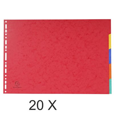 3141879909883-Exacompta - Pack de 20 intercalaires 5 positions - A3 - couleurs assorties--0