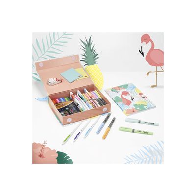 3086123559899-BIC My Stationery Box - Pack de stylos et marqueurs - 25 pièces-Angle gauche-1