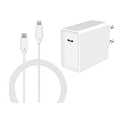 3571211448105-BigBen - chargeur secteur pour smartphone + câble USB-C/Lightning - blanc-Avant-0