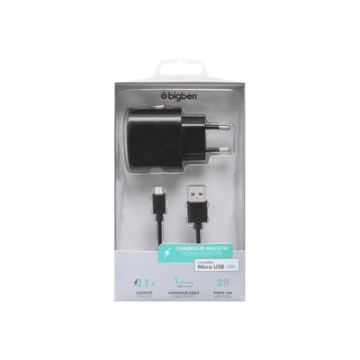 3571211269069-Bigben - chargeur secteur pour smartphone - 1 USB + 1 câble USB/micro USB-Avant-1